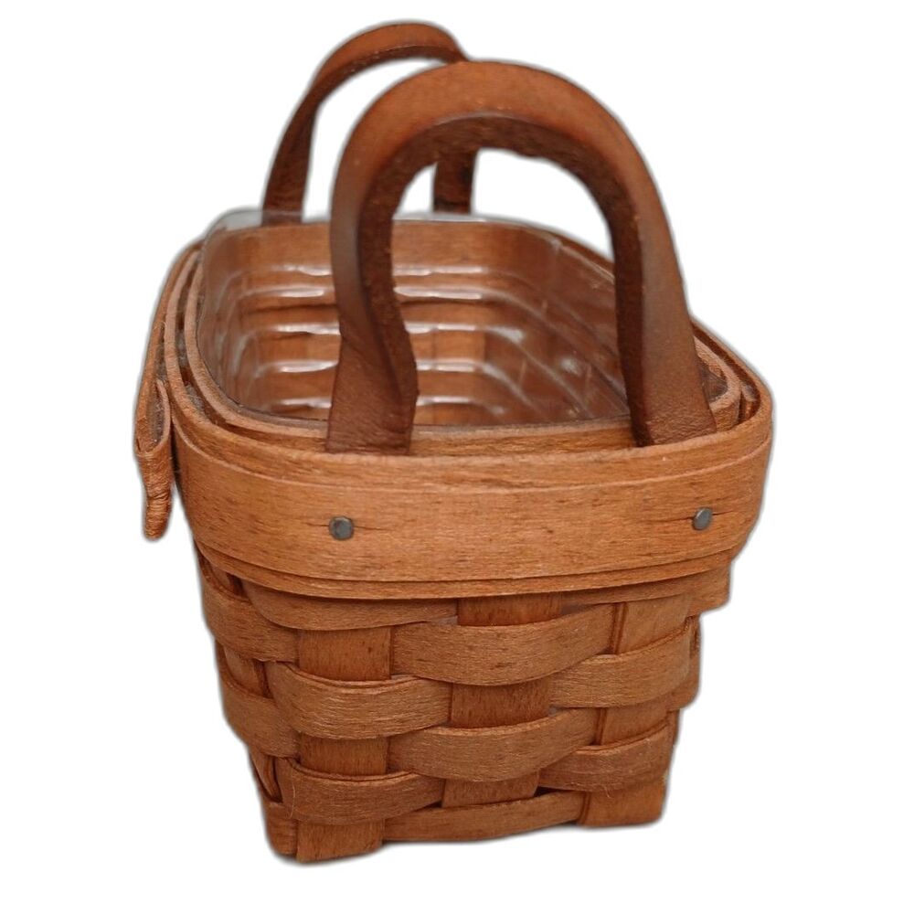 Longaberger Baskets USA Handwoven Vintage 1991 Signed 2 Handles 5" x 2.5" x 3" - Picture 4 of 6